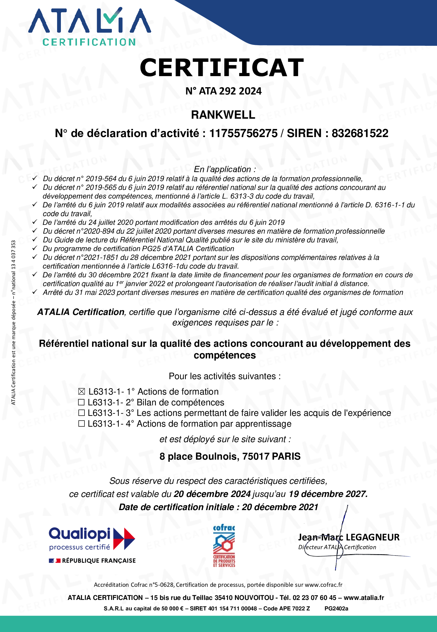 Certificat qualiopi